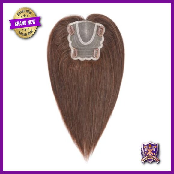 Human Hair Topper Clip-in No Bangs Swiss Lace Base 5x4.8 Inches main image 5